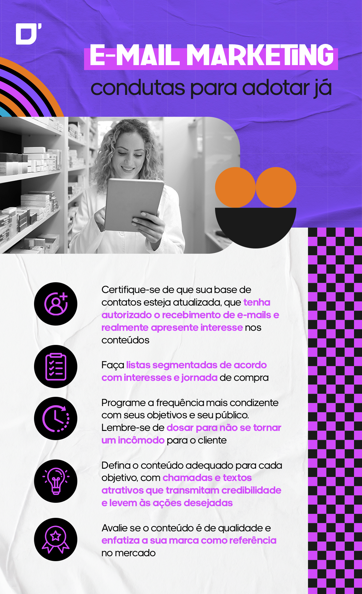 Banner para ilustrar as condutas de email marketing mencionadas no texto