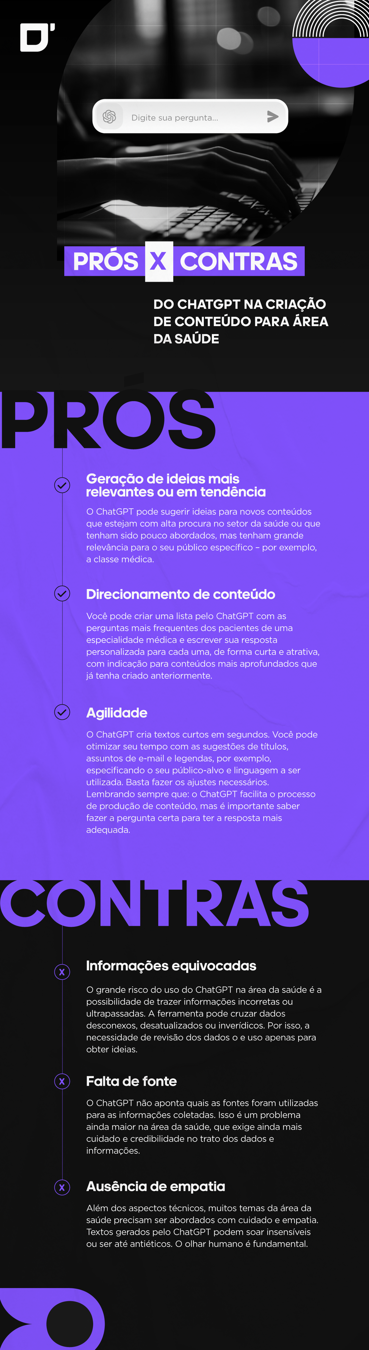 infográfico chatgpt na área da saúde: prós e contras